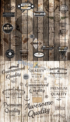 斑驳木纹标签矢量素材